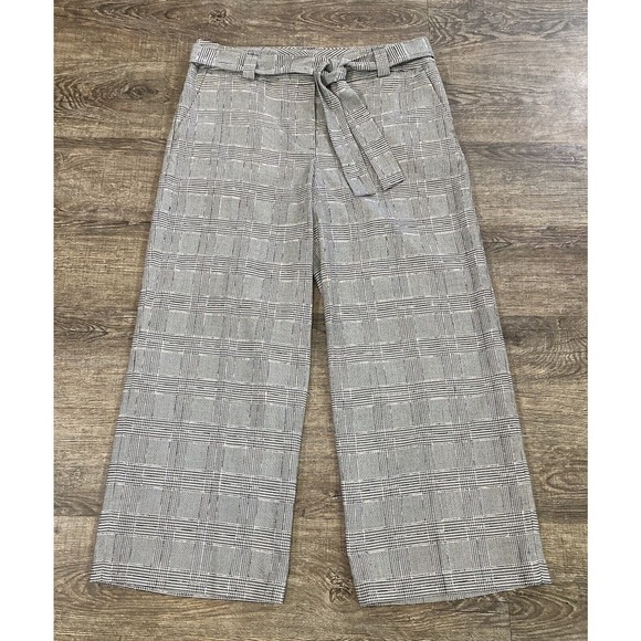 Tommy Hilfiger Women’s Tweed Belted Wide Leg Cropped Flat Front Pant Size 6 - Picture 1 of 6